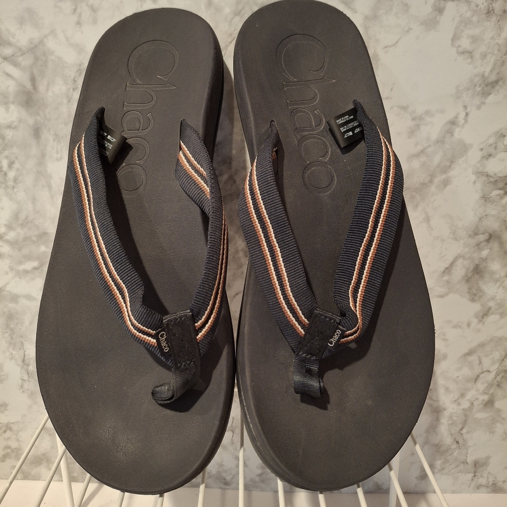 Chaco Sandals Mens 12 Chillos Flip Sadie Navy Thong Flip Flop Slide Slip On EUC